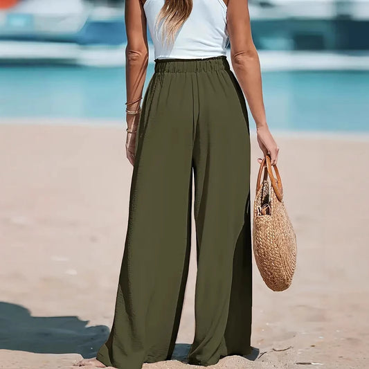 Drawstring Loose Wide-Leg Trousers