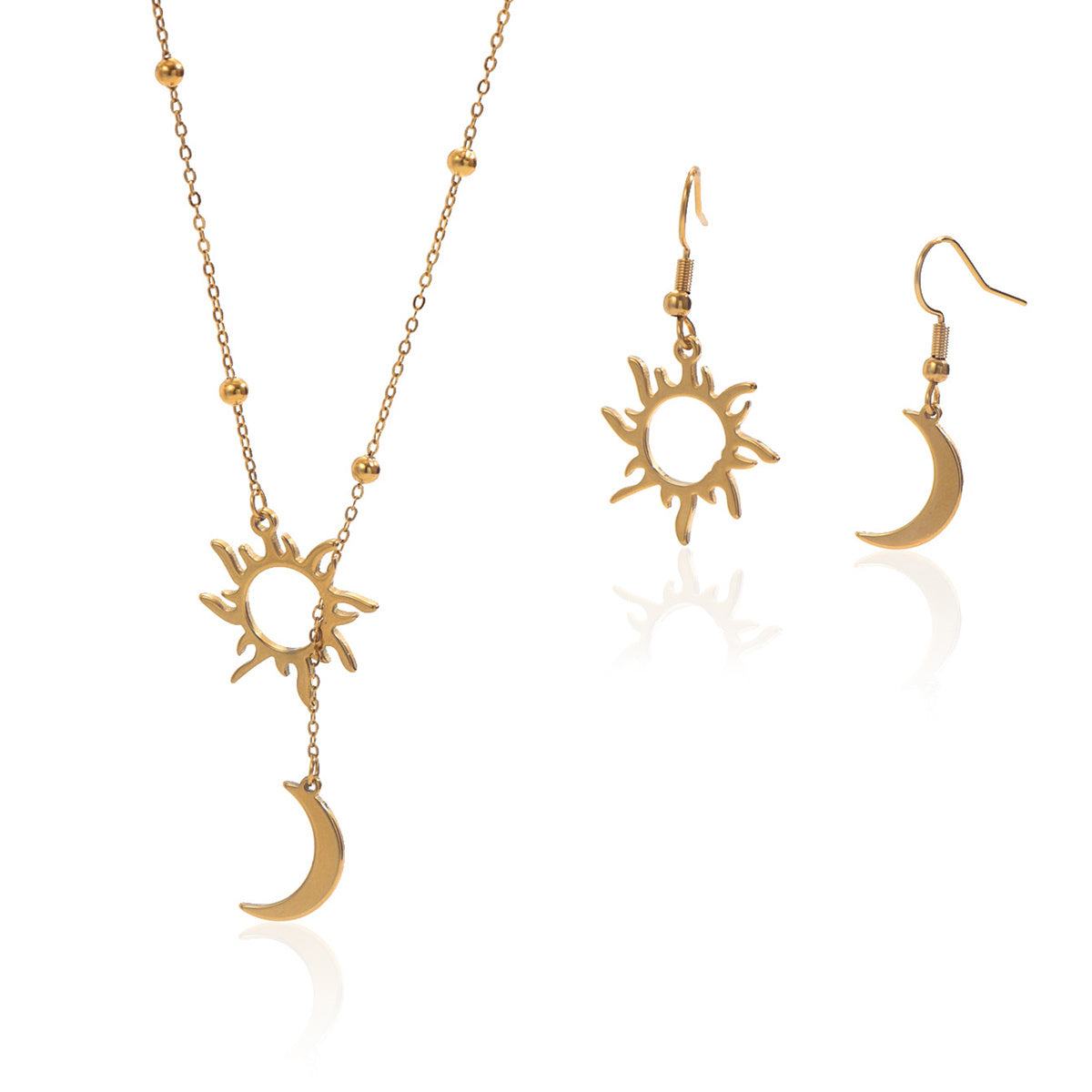 Sun & Moon Mirror Polish Jewelry Set - 18K Gold Plated | Hypoallergenic & Sustainable