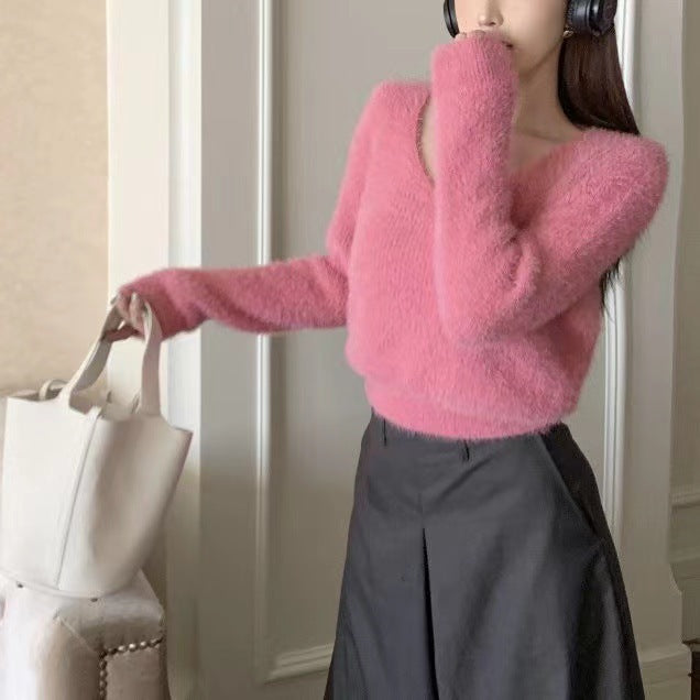 Elegant Fluffy Knit Pullover – Autumn & Winter Must-Have