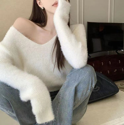 Elegant Fluffy Knit Pullover – Autumn & Winter Must-Have