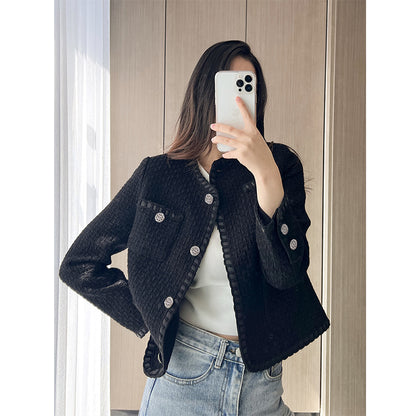 Wool Blend 3D Embroidery Warm Coat – Women's Slim Fit Autumn & Winter Jacket