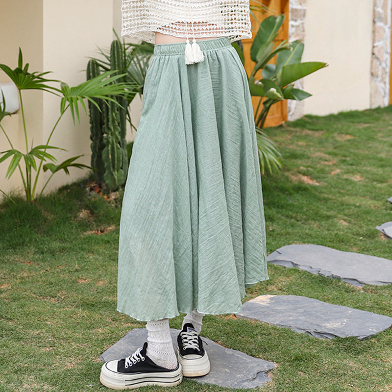Slimming Flowy High-Waist Skirt