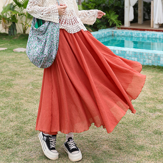 Slimming Flowy High-Waist Skirt