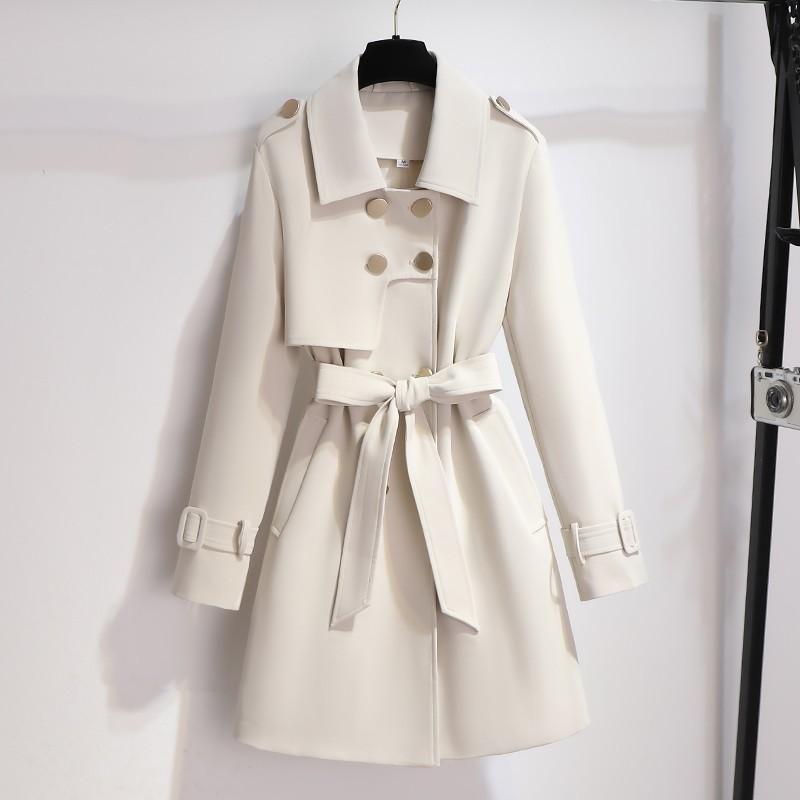 Waist-cinched Mid-length Trench Coat – Women's Elegant Spring & Autumn Outerwear