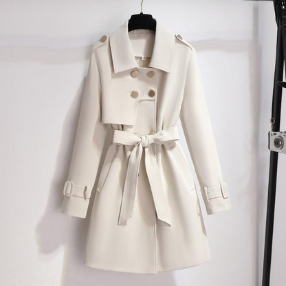 Waist-cinched Mid-length Trench Coat – Women's Elegant Spring & Autumn Outerwear