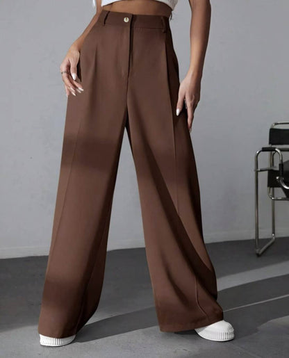 European High Waist Straight-Leg Pants