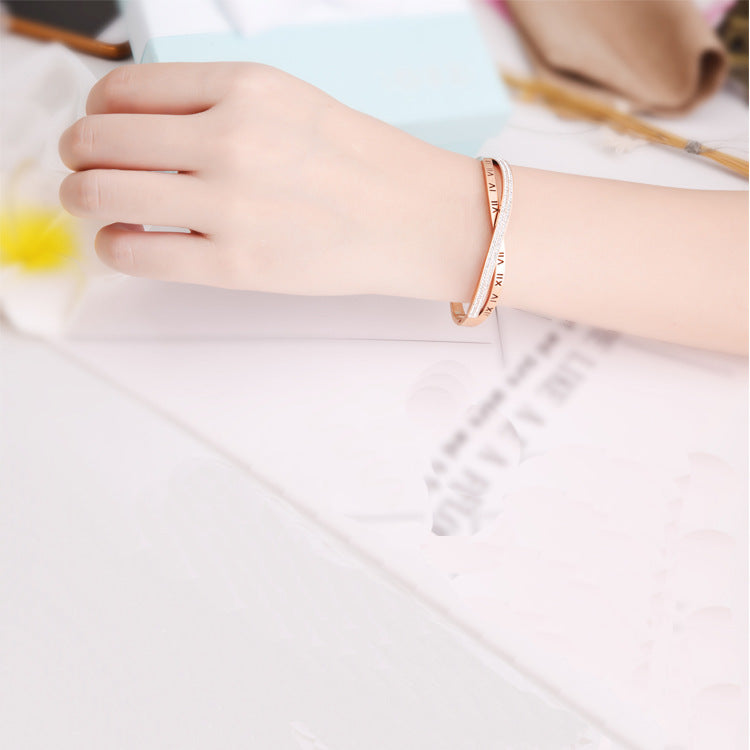 Roman Word Titanium Steel Bracelet