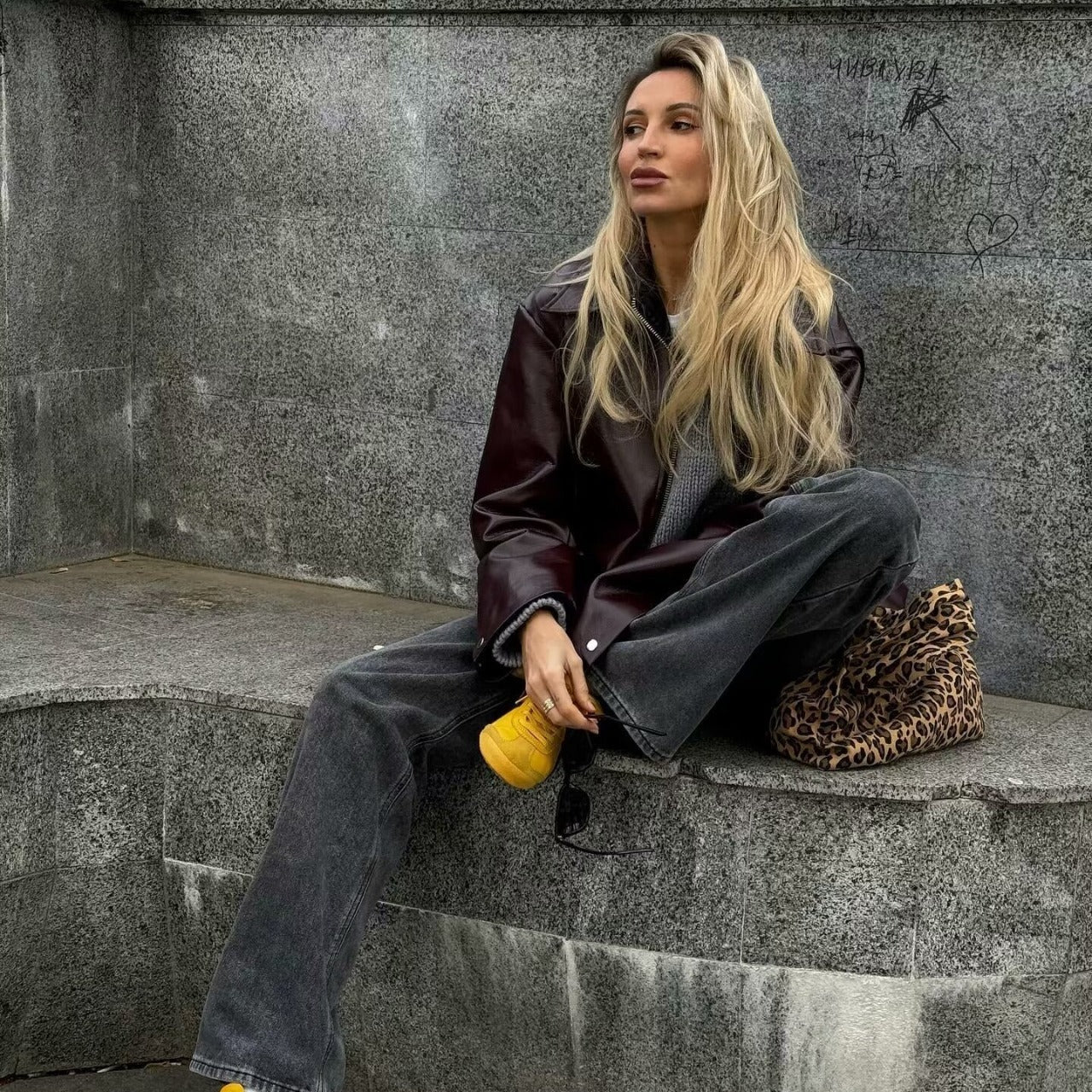 Zipper Lapel Faux Leather Jacket – Women's Casual Street Fashion Long Sleeve Top