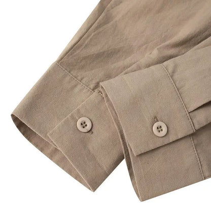 Relaxed Fit Cotton Linen Shirt – Women's Minimalist Solid Color Top