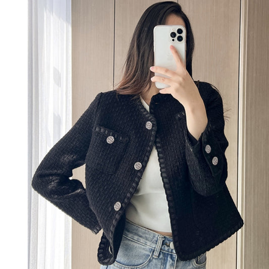 Wool Blend 3D Embroidery Warm Coat – Women's Slim Fit Autumn & Winter Jacket