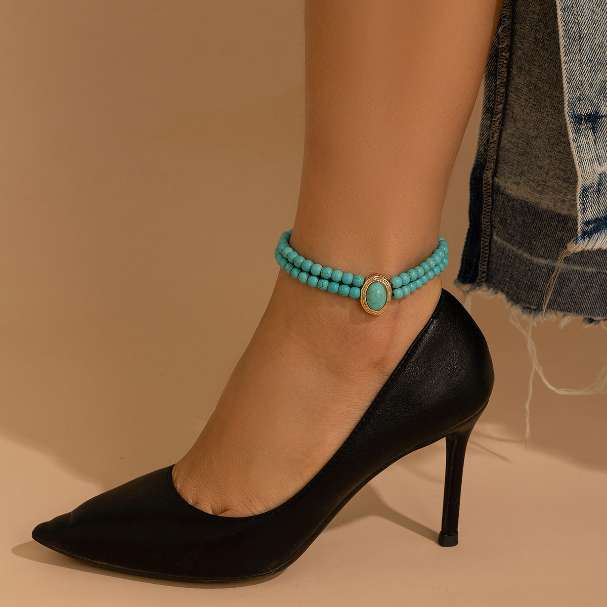Retro Double-Layer Pearl Anklet