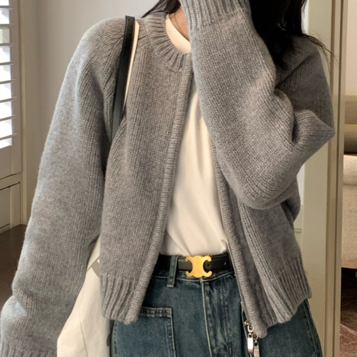 Zipper Front Casual Sweater Cardigan – Women's Everyday Knitwear