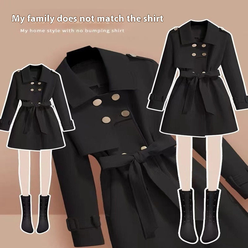 Waist-cinched Mid-length Trench Coat – Women's Elegant Spring & Autumn Outerwear