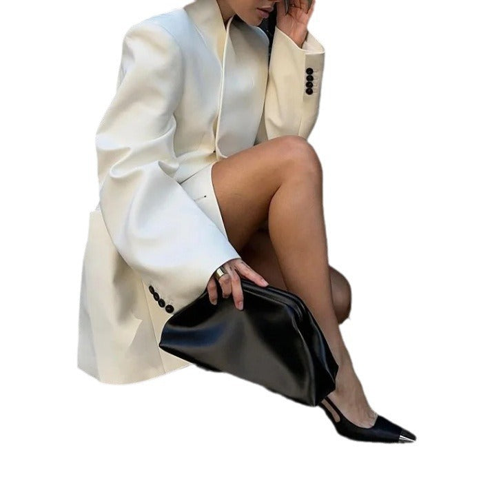 Personalized White Suit Coat – Women's Fashionable Tailored Long Sleeve Jacket