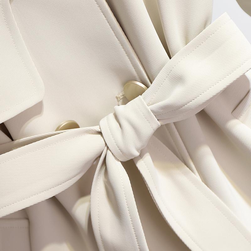 Waist-cinched Mid-length Trench Coat – Women's Elegant Spring & Autumn Outerwear