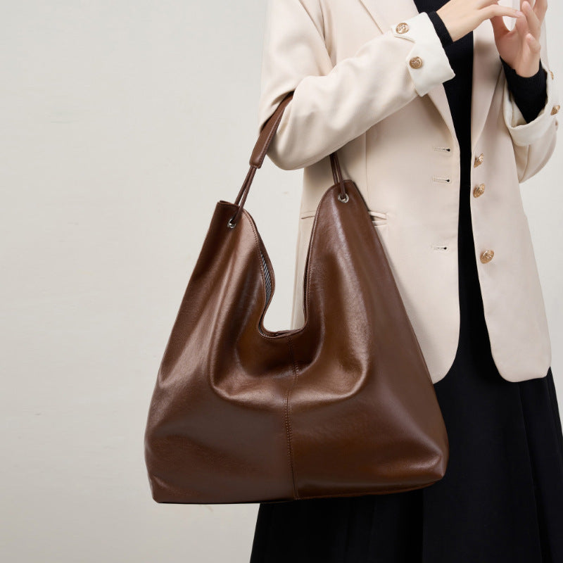 Classic Vegetable Tanned Leather Tote Bag