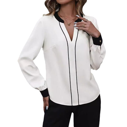 Women's Fashion Button Shirt Long Sleeve Top – Elegant Casual Commuter Wear