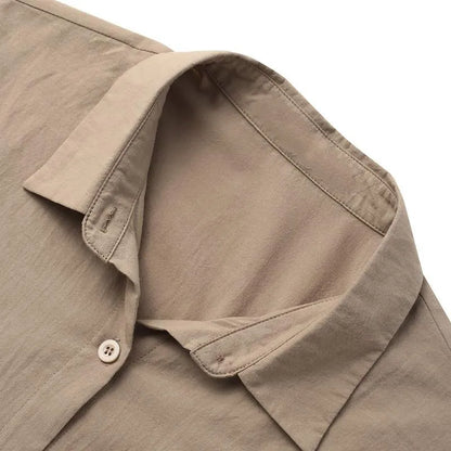 Relaxed Fit Cotton Linen Shirt – Women's Minimalist Solid Color Top