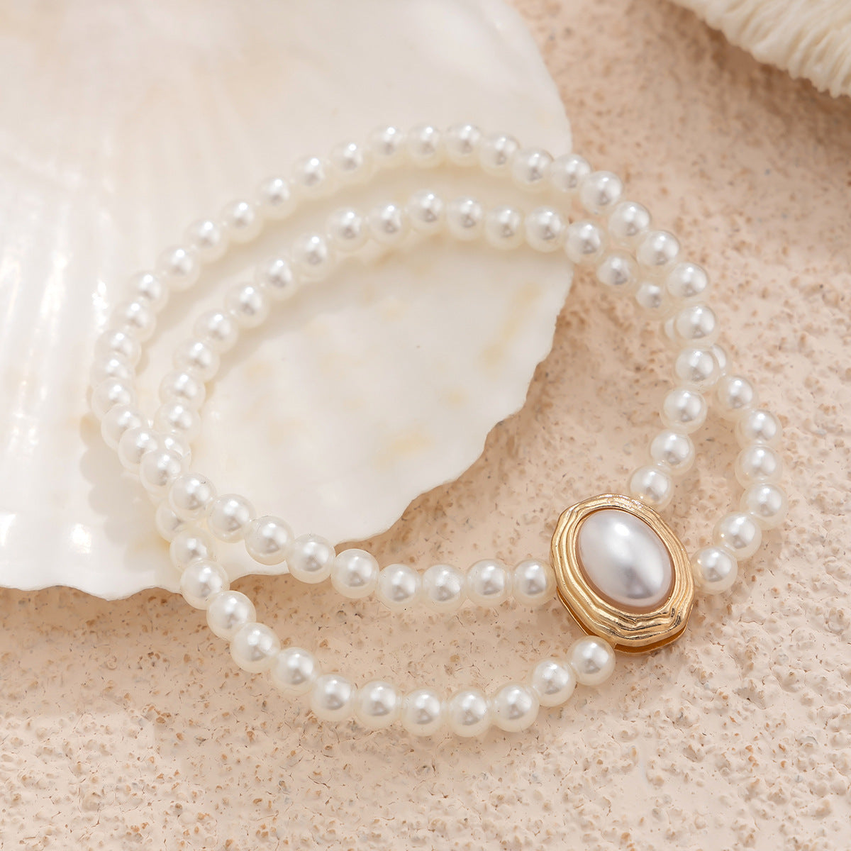 Retro Double-Layer Pearl Anklet