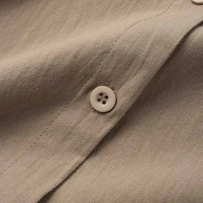 Relaxed Fit Cotton Linen Shirt – Women's Minimalist Solid Color Top