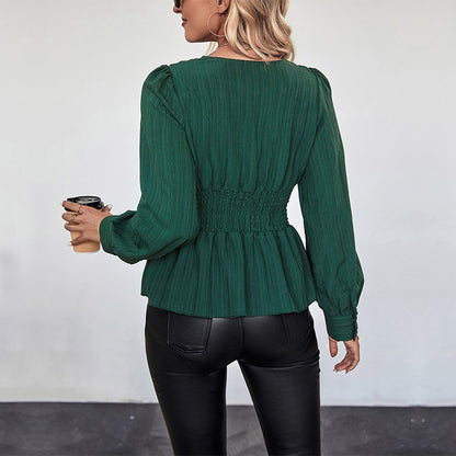 Elegant Fall V-Neck Slim Fit Shirt for Women