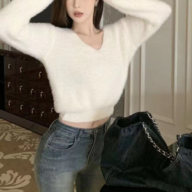 Elegant Fluffy Knit Pullover – Autumn & Winter Must-Have