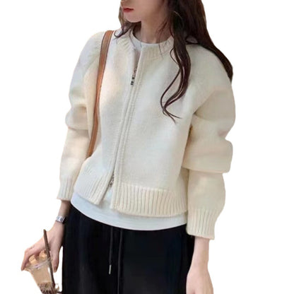 Zipper Front Casual Sweater Cardigan – Women's Everyday Knitwear