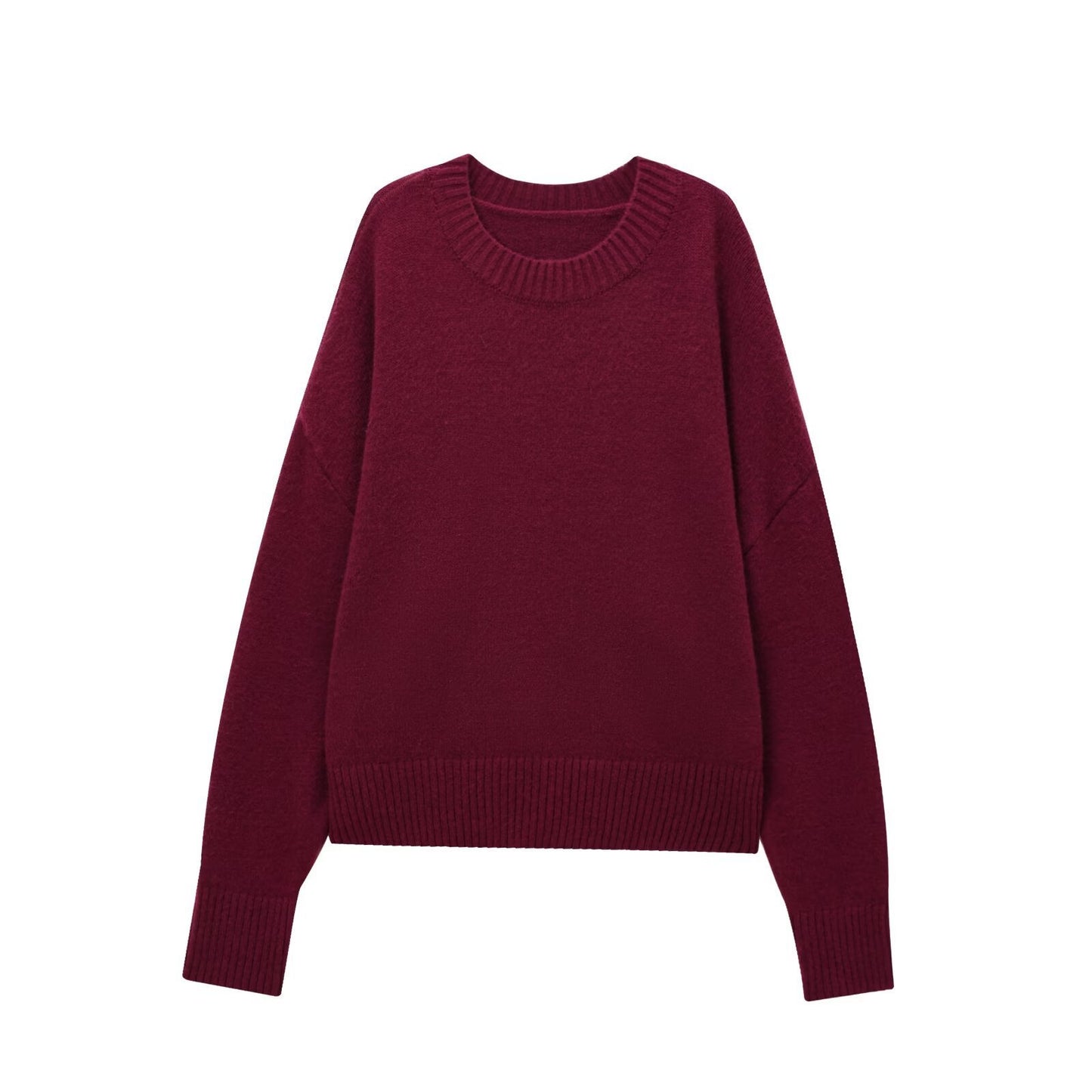 Solid Color Long Sleeve Soft Sweater – Women's Casual Pullover for All Seasons