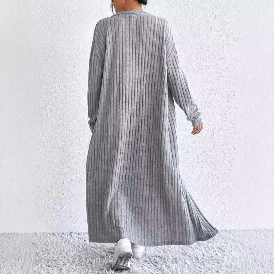 Solid Color Coat and Skirt Set – Women's Casual Elegant Two-Piece Outfit