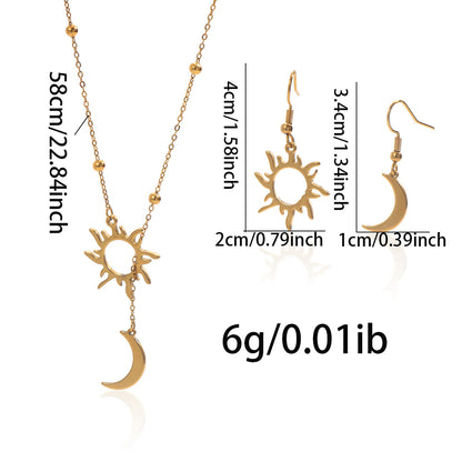 Sun & Moon Mirror Polish Jewelry Set - 18K Gold Plated | Hypoallergenic & Sustainable