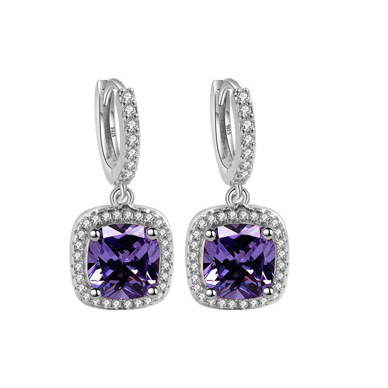 S925 Geometric Zircon Earrings