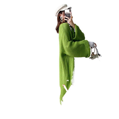 Long Knit Overknee Cardigan – Women's Relaxed Fit Warm Coat