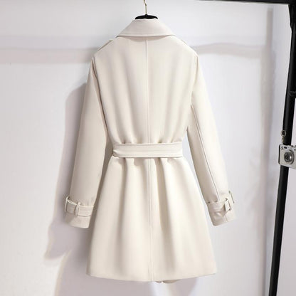 Waist-cinched Mid-length Trench Coat – Women's Elegant Spring & Autumn Outerwear