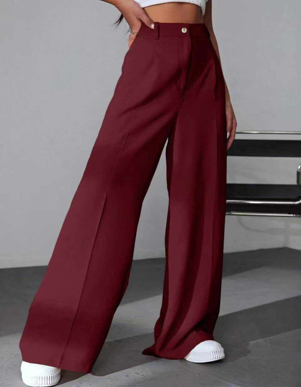 European High Waist Straight-Leg Pants