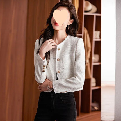 Short Tweed Suit Jacket – Women's Elegant Classic Fit