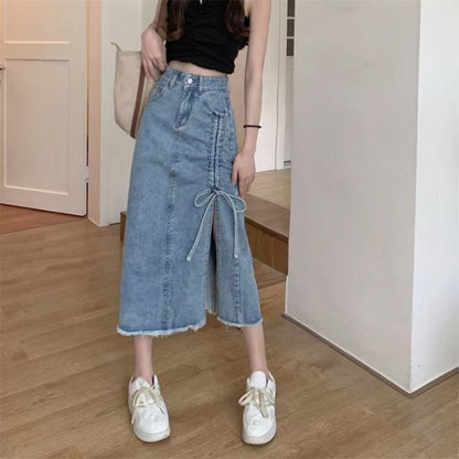 A-Line Denim Skirt Pants