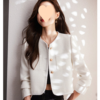 Short Tweed Suit Jacket – Women's Elegant Classic Fit