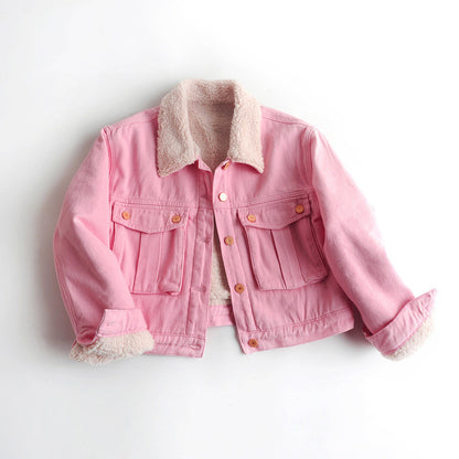 Fleece-lined Thick Denim Jacket – Women's Urban Short Cotton Coat