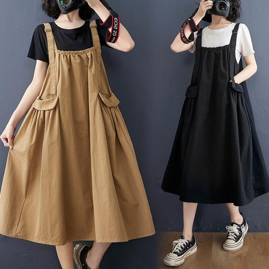 Belly-Slimming Retro Braces Dress