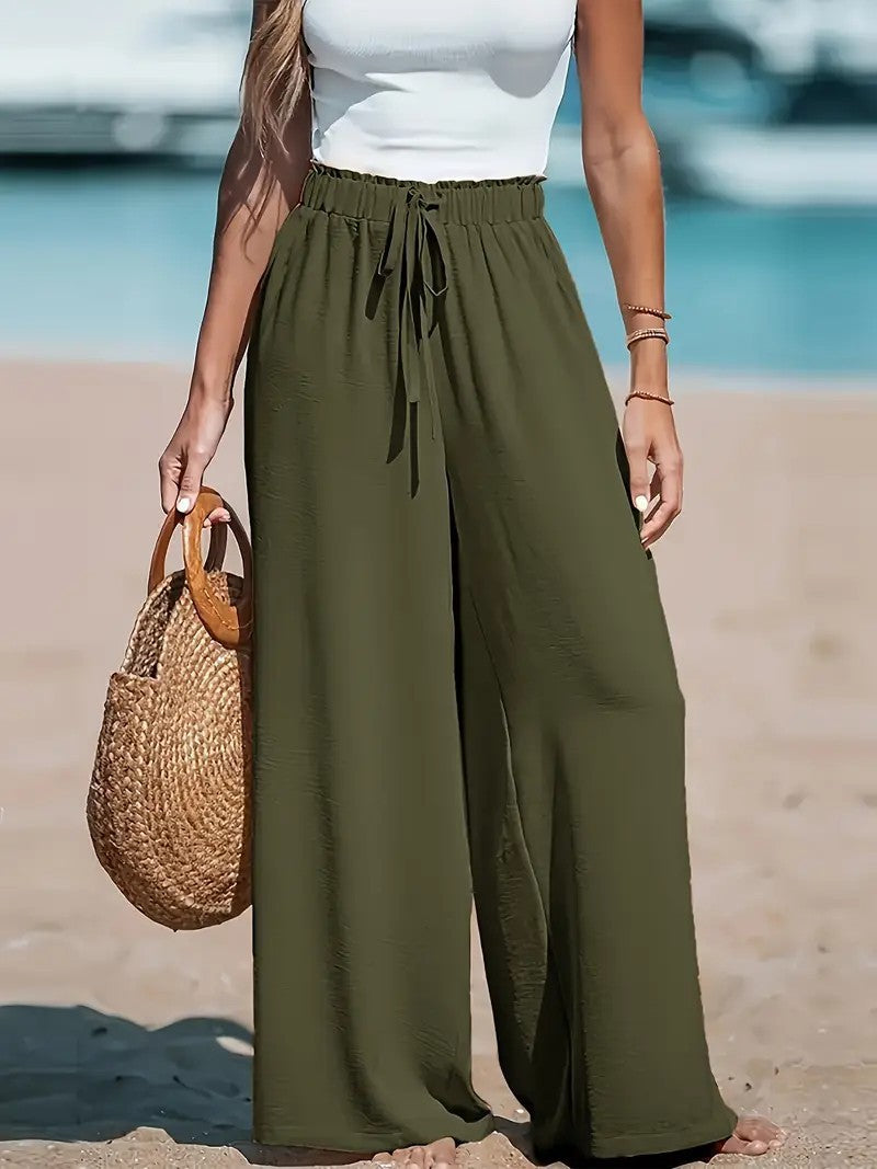 Drawstring Loose Wide-Leg Trousers