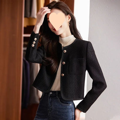 Short Tweed Suit Jacket – Women's Elegant Classic Fit