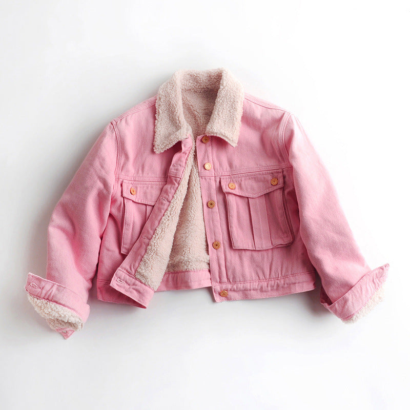 Fleece-lined Thick Denim Jacket – Women's Urban Short Cotton Coat