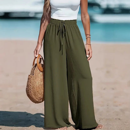 Drawstring Loose Wide-Leg Trousers