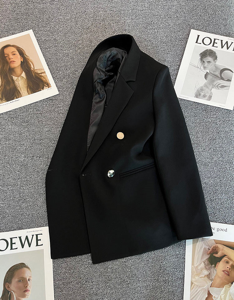 Slim Fit Woven Texture Suit Jacket – Women's Casual Commuter Blazer