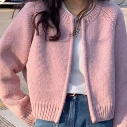 Zipper Front Casual Sweater Cardigan – Women's Everyday Knitwear