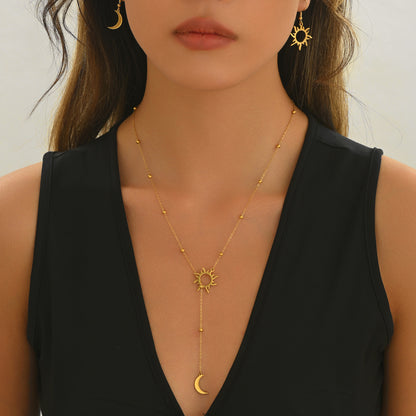 Sun & Moon Mirror Polish Jewelry Set - 18K Gold Plated | Hypoallergenic & Sustainable