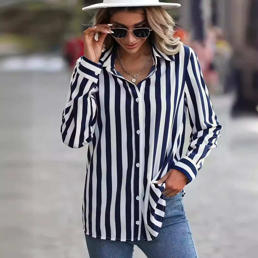 Striped 3D Pattern Colorful Cardigan – Women's Casual Long Sleeve Top