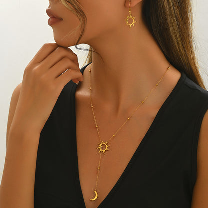 Sun & Moon Mirror Polish Jewelry Set - 18K Gold Plated | Hypoallergenic & Sustainable
