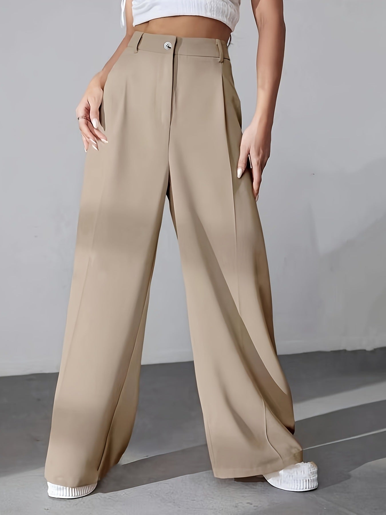 European High Waist Straight-Leg Pants