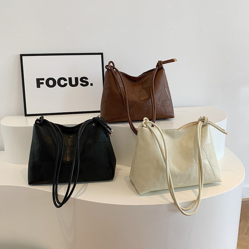 Retro Solid Color Casual Tote Bag